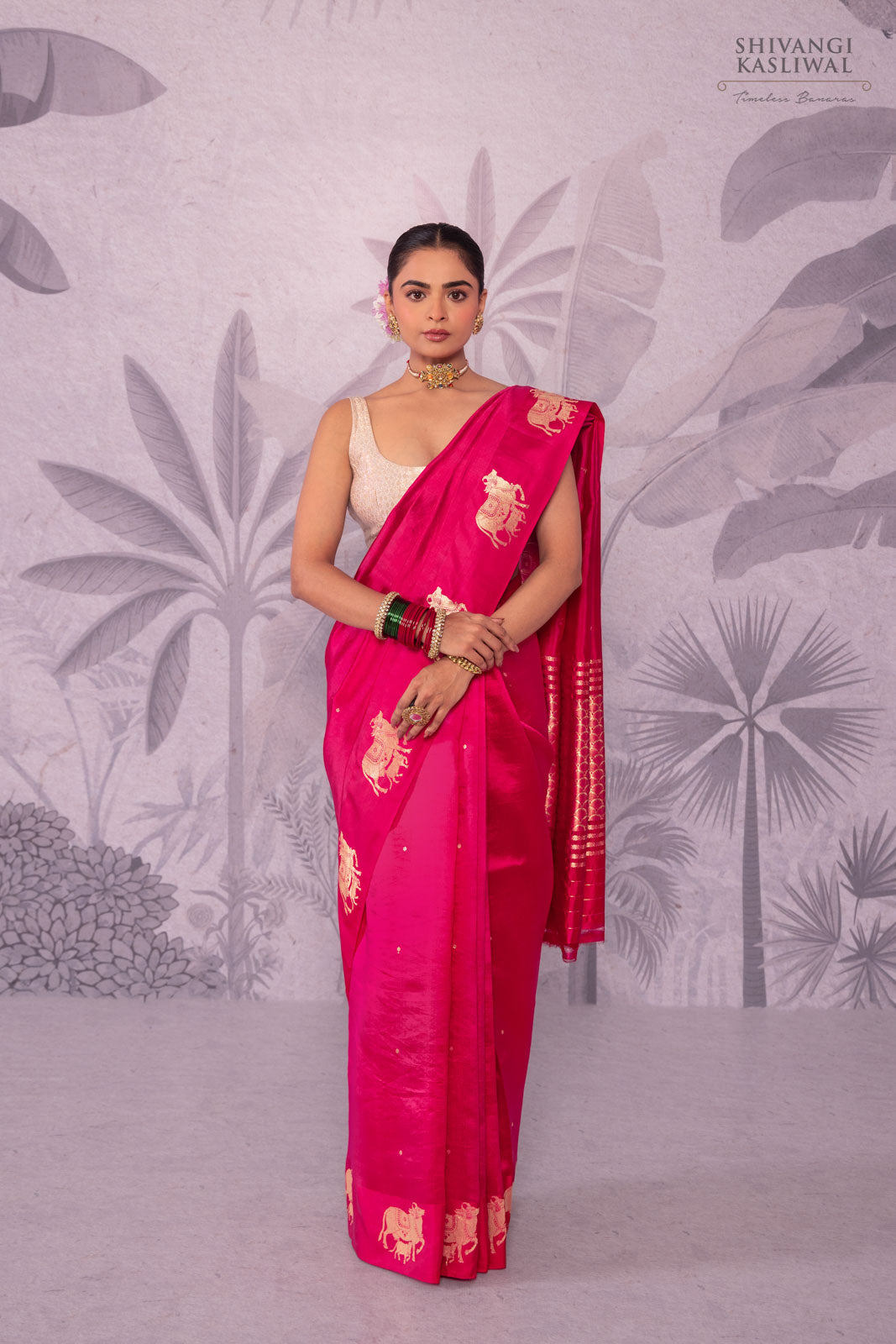 Fuchsia Pink Handwoven Banarasi Pure Silk Saree