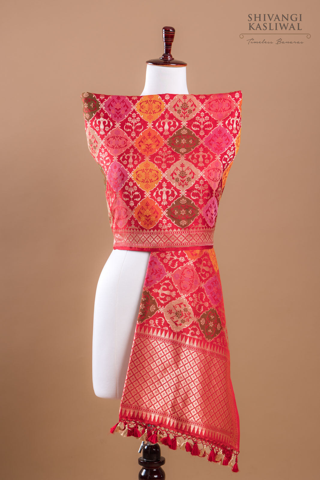 Red Handwoven Banarasi Silk Dupatta