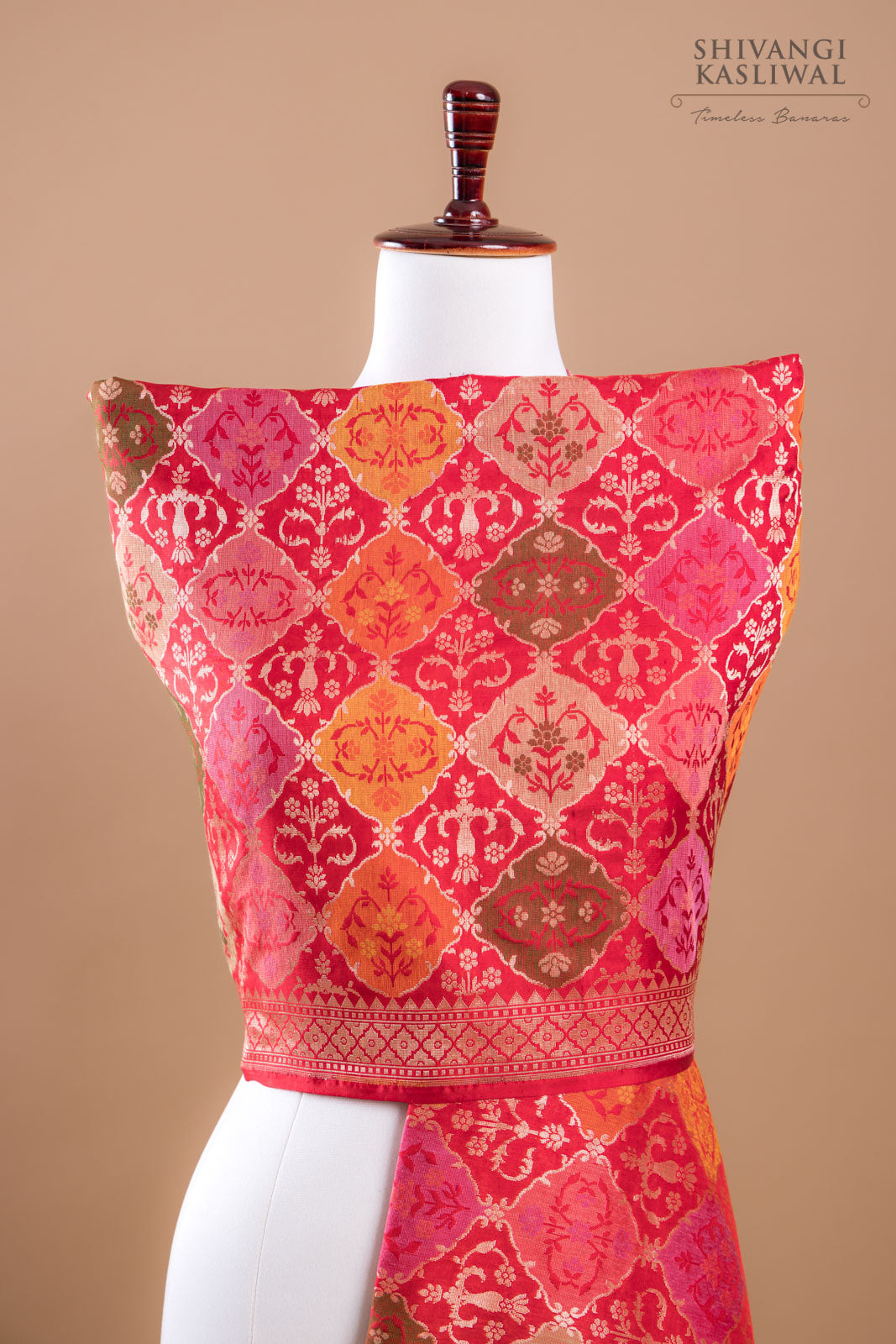 Red Handwoven Banarasi Silk Dupatta