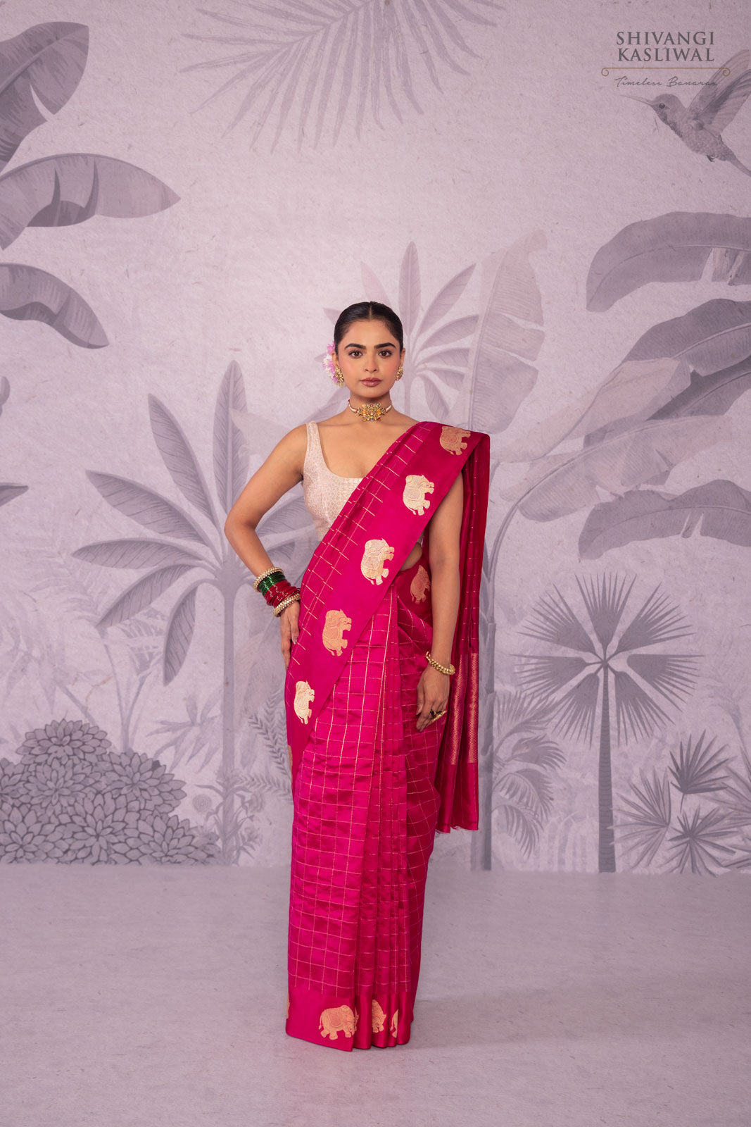 Fuchsia Pink Handwoven Banarasi Pure Silk Saree