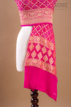 Rani Pink Handwoven Banarasi Georgette Bandhani Dupatta