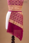 Shaded Pink Handwoven Banarasi Georgette Bandhani Dupatta