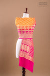 Orange Rani Pink Handwoven Banarasi Georgette Bandhani Dupatta