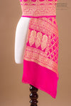 Orange Rani Pink Handwoven Banarasi Georgette Bandhani Dupatta