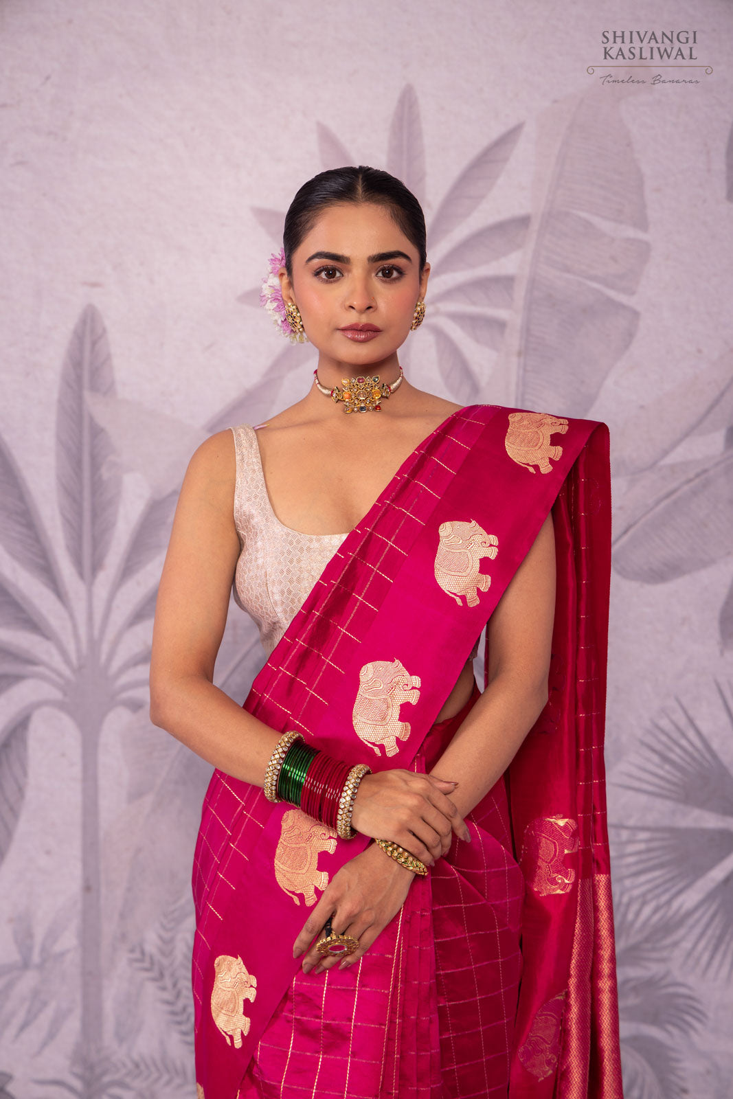 Fuchsia Pink Handwoven Banarasi Pure Silk Saree