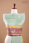 Mint Blue Handwoven Banarasi Kadhua Organza Silk Dupatta