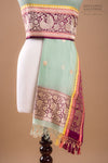 Mint Blue Handwoven Banarasi Kadhua Organza Silk Dupatta