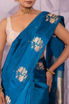 Peacock Blue Handwoven Banarasi Pure Silk Saree