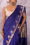 Navy Blue Handwoven Banarasi Pure Silk Saree