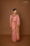 Onion Pink Handwoven Banarasi Crepe Silk Saree