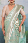 Mint Blue Handwoven Banarasi Silk Saree
