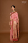 Onion Pink Handwoven Banarasi Crepe Silk Saree