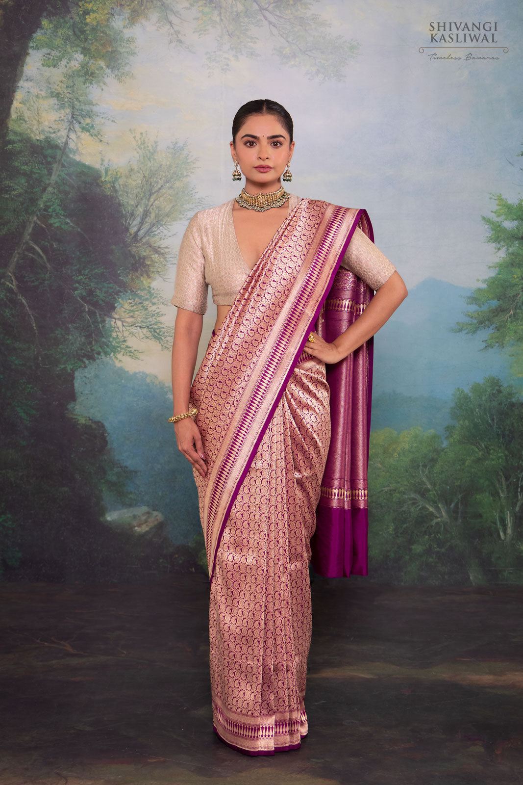 Wine Handwoven Banarasi Silk Saree