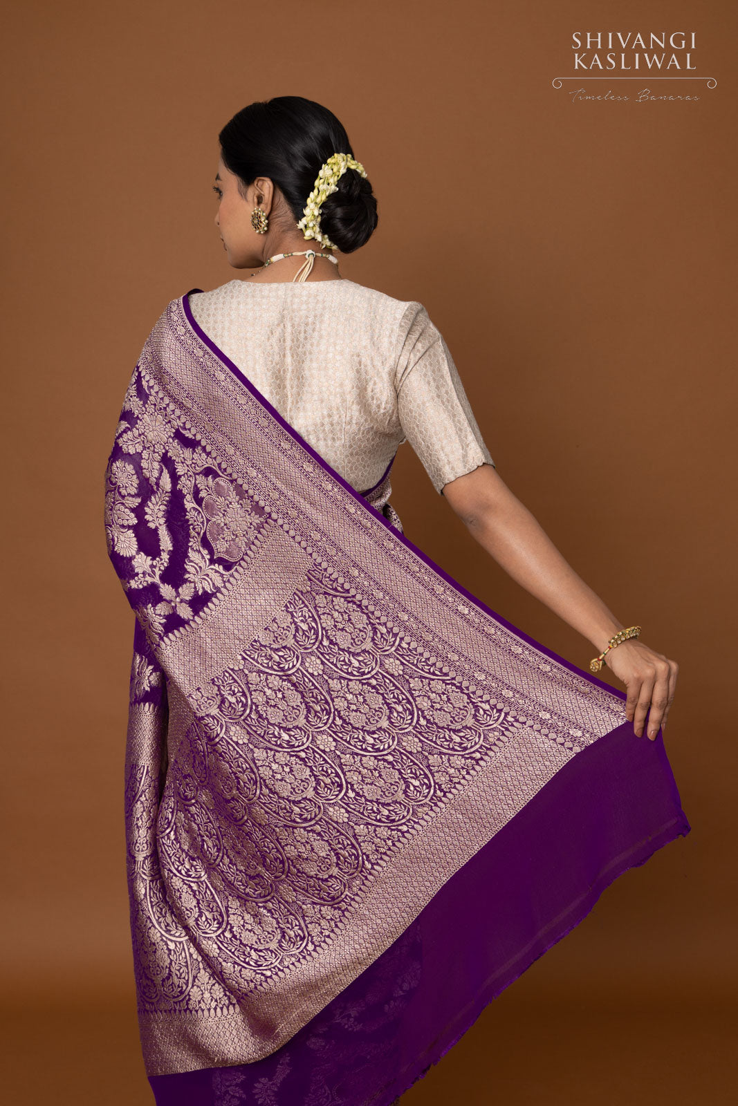 Purple Handwoven Banarasi Georgette Saree