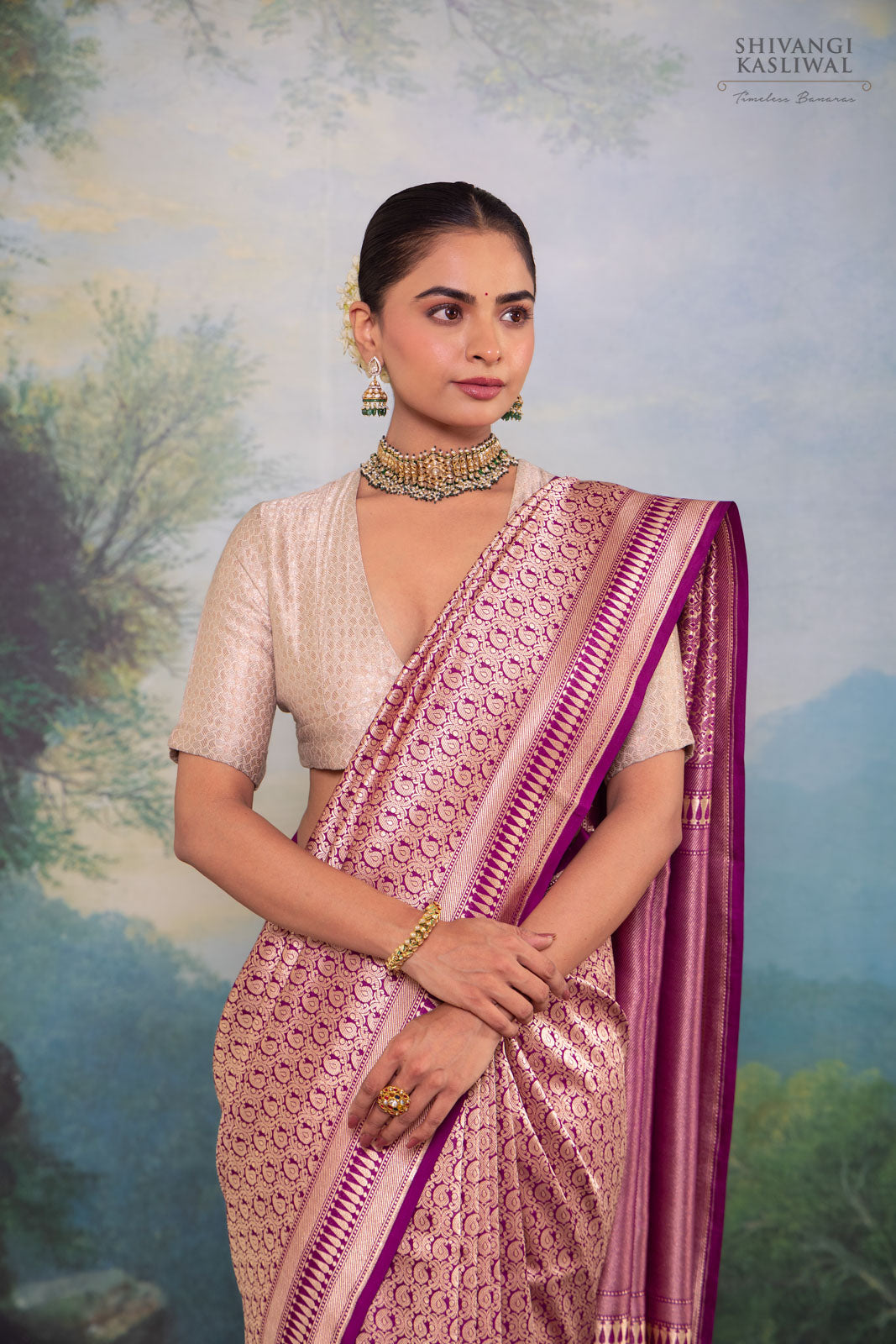 Wine Handwoven Banarasi Silk Saree