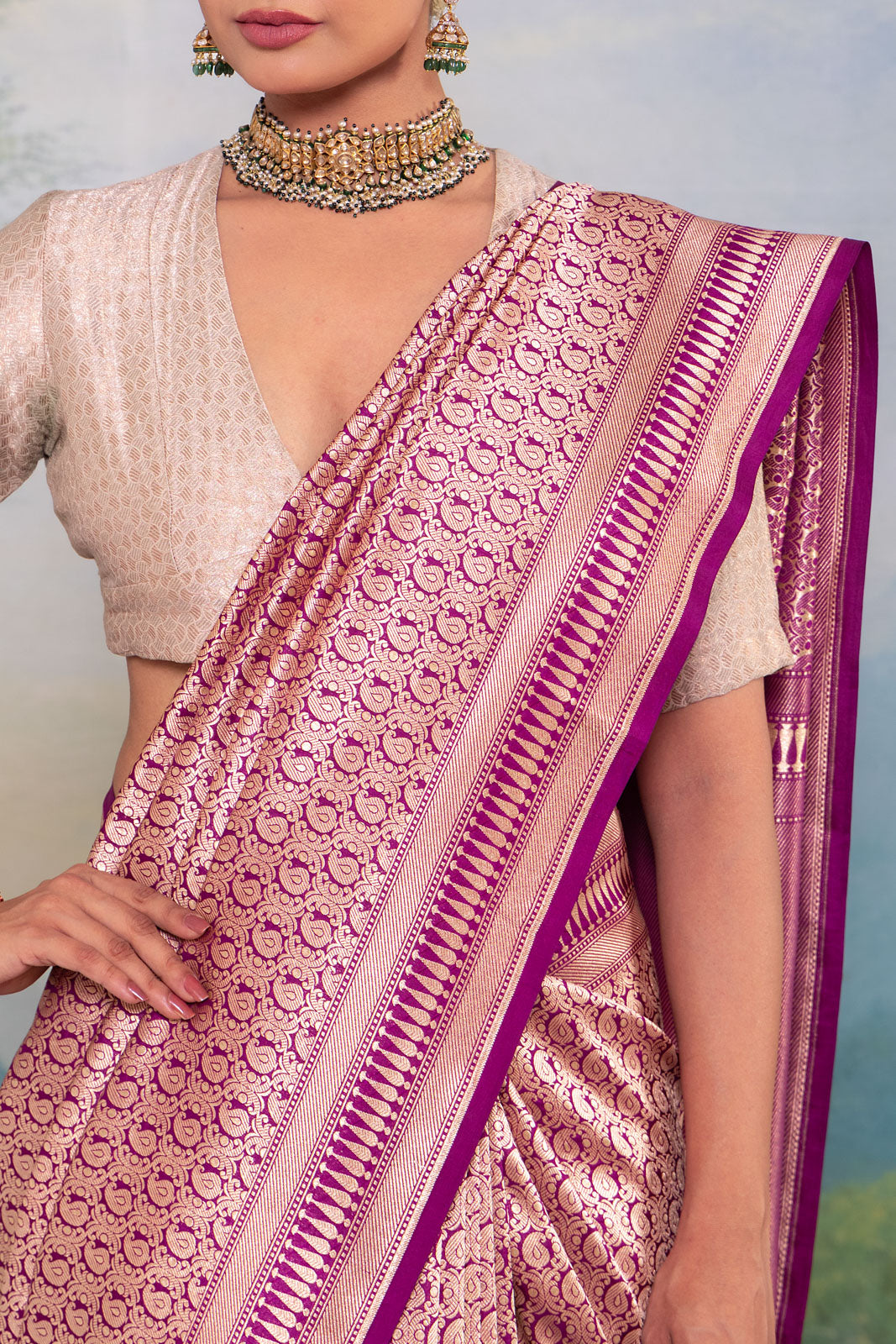 Wine Handwoven Banarasi Silk Saree
