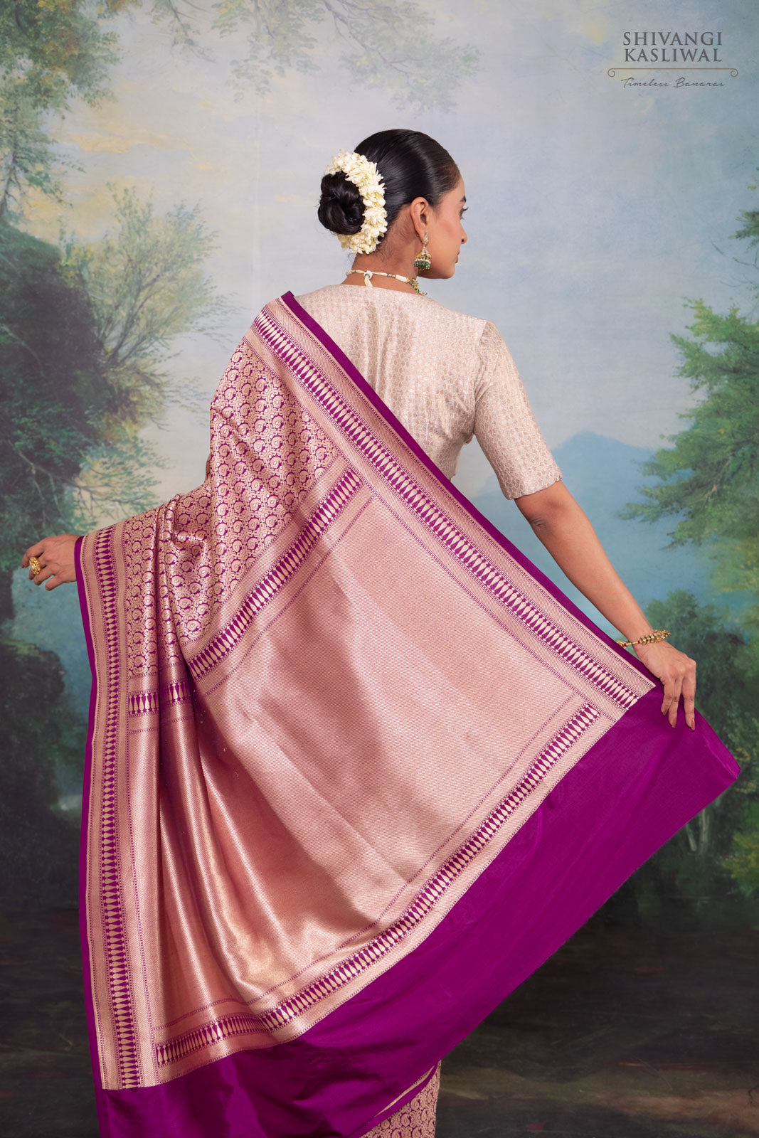 Wine Handwoven Banarasi Silk Saree