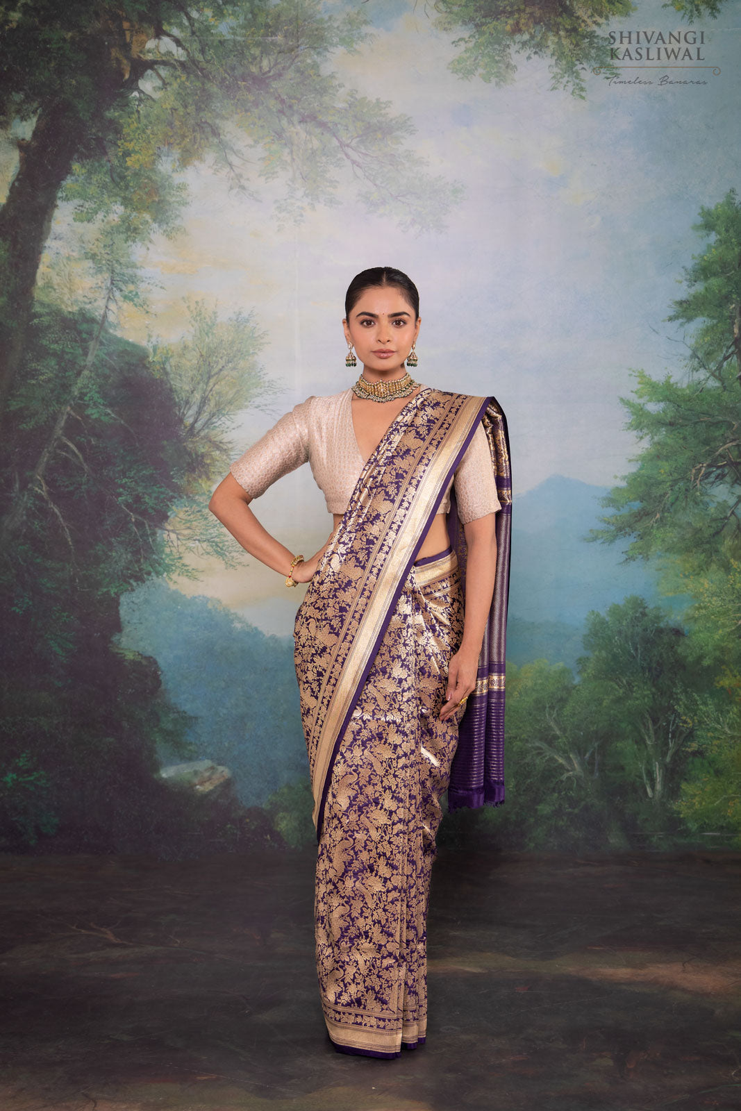 Midnight Blue Handwoven Banarasi Silk Saree