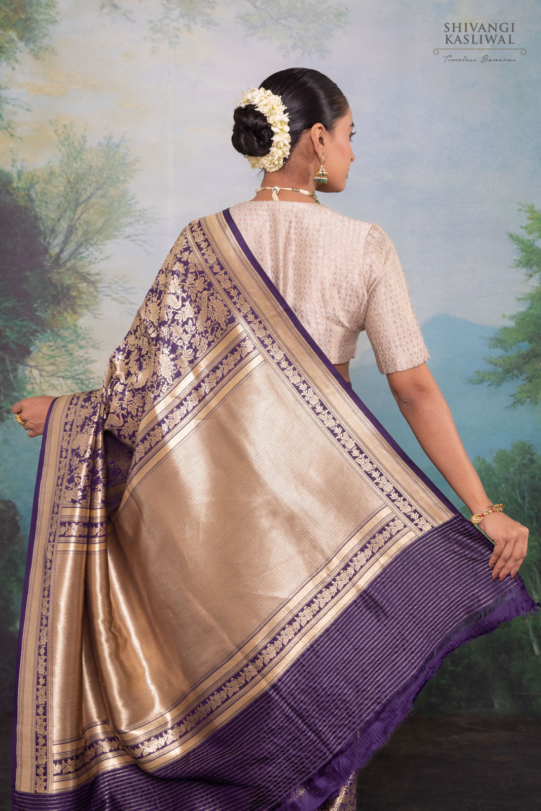 Midnight Blue Handwoven Banarasi Silk Saree