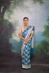 Blue Dual Tone Handwoven Banarasi Silk Saree