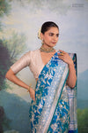 Blue Dual Tone Handwoven Banarasi Silk Saree