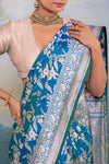 Blue Dual Tone Handwoven Banarasi Silk Saree