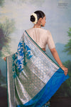 Blue Dual Tone Handwoven Banarasi Silk Saree