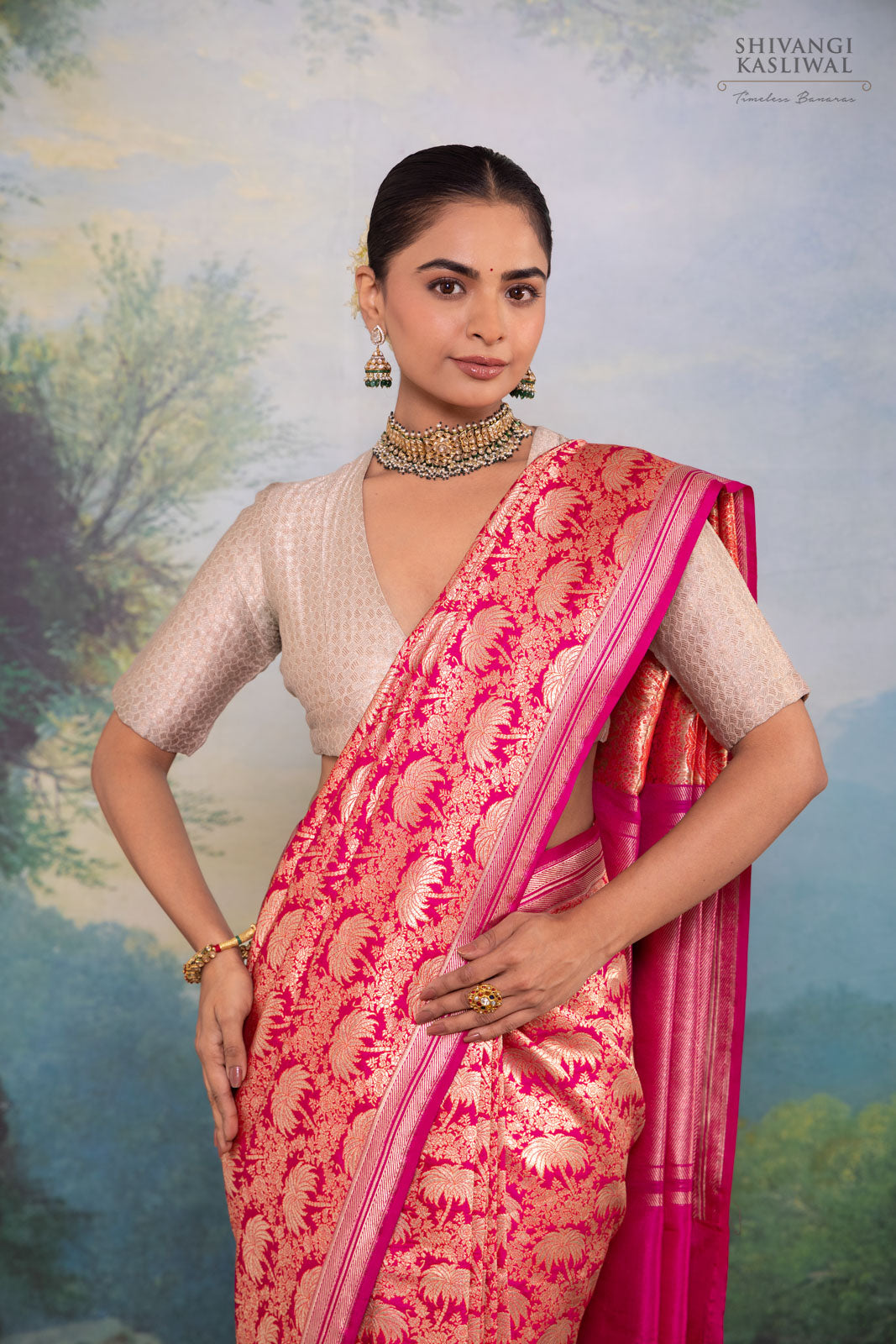 Fuchsia Pink Handwoven Banarasi Silk Saree