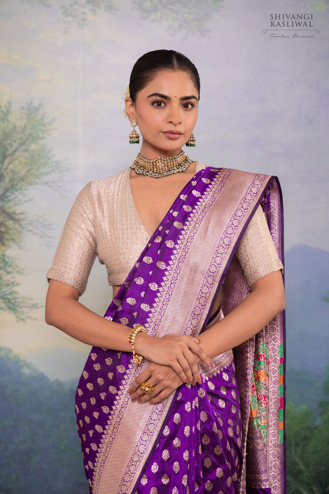 Purple Handwoven Banarasi Silk Saree