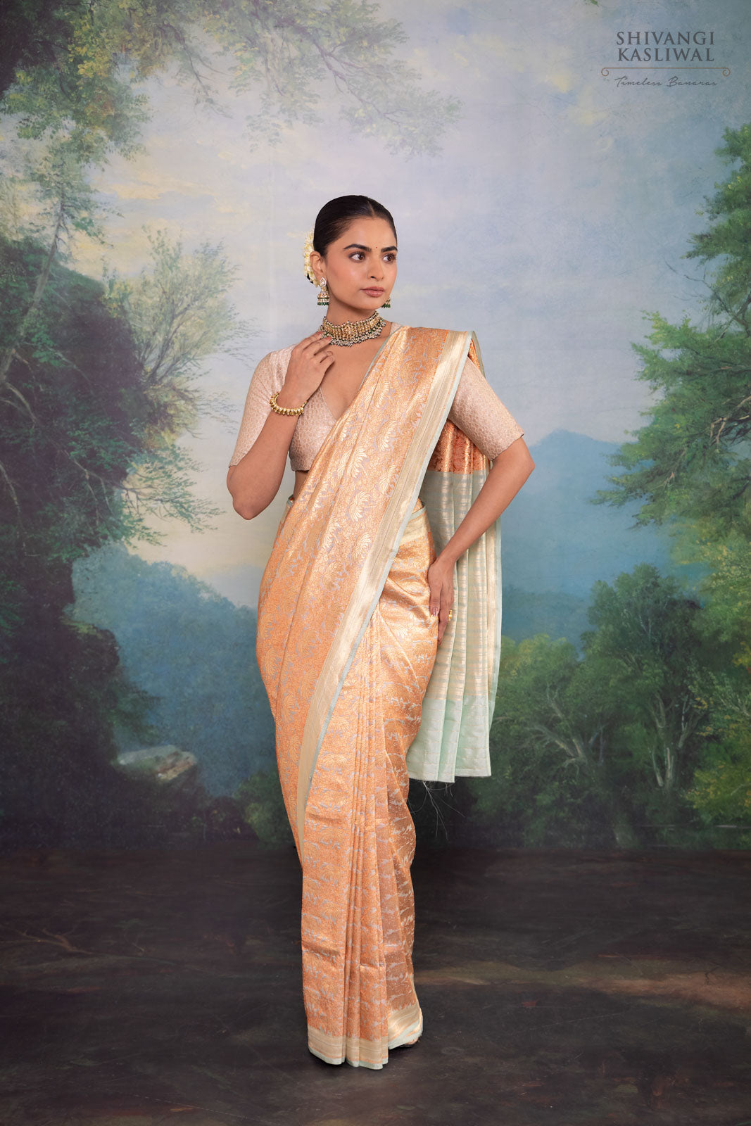 Mint Blue Handwoven Banarasi Silk Saree