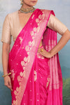 Fuchsia Pink Handwoven Banarasi Silk Saree