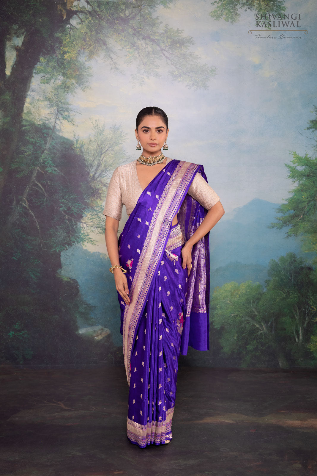 Purple Handwoven Banarasi Silk Saree