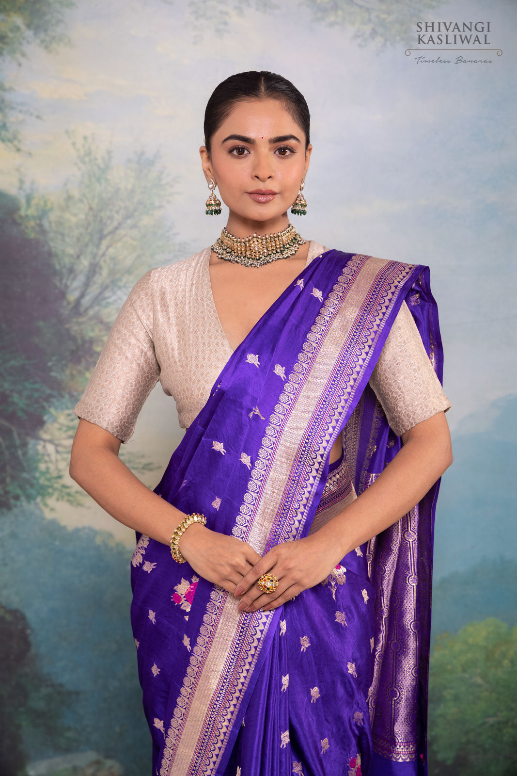 Purple Handwoven Banarasi Silk Saree