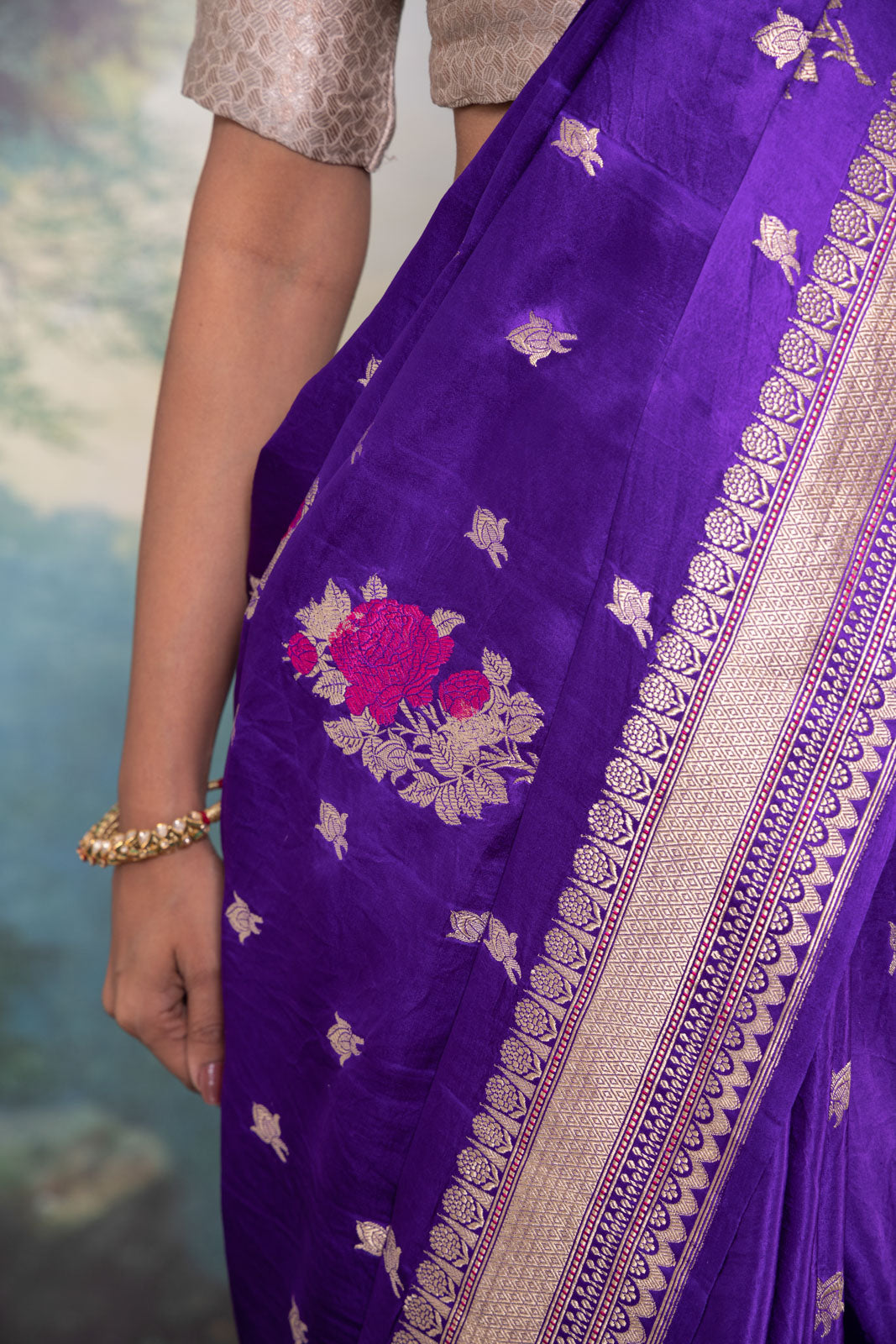 Purple Handwoven Banarasi Silk Saree
