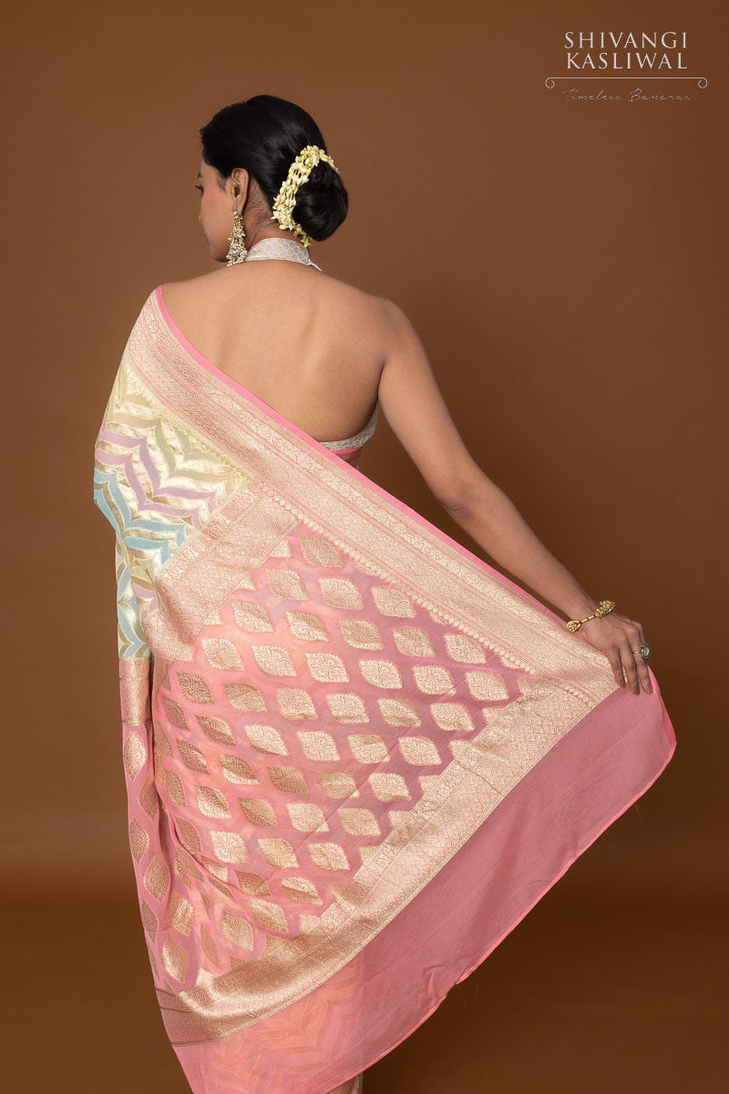 Multicolor Handwoven Banarasi Georgette Saree