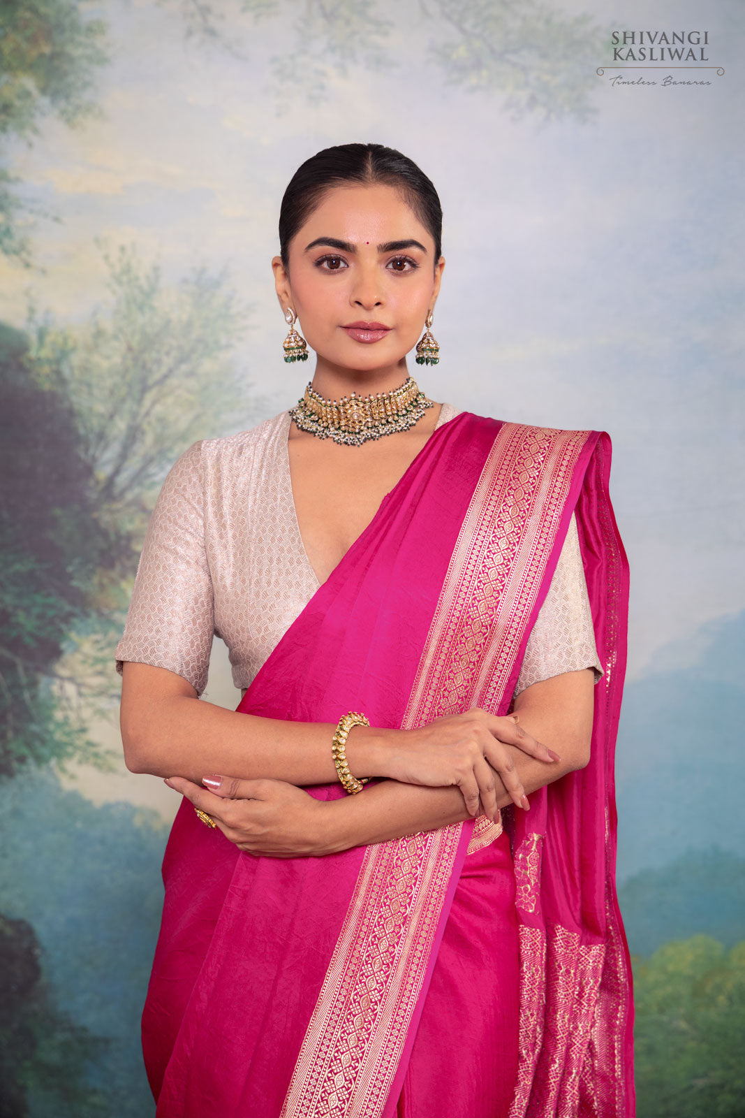 Fuchsia Pink Handwoven Banarasi Silk Saree