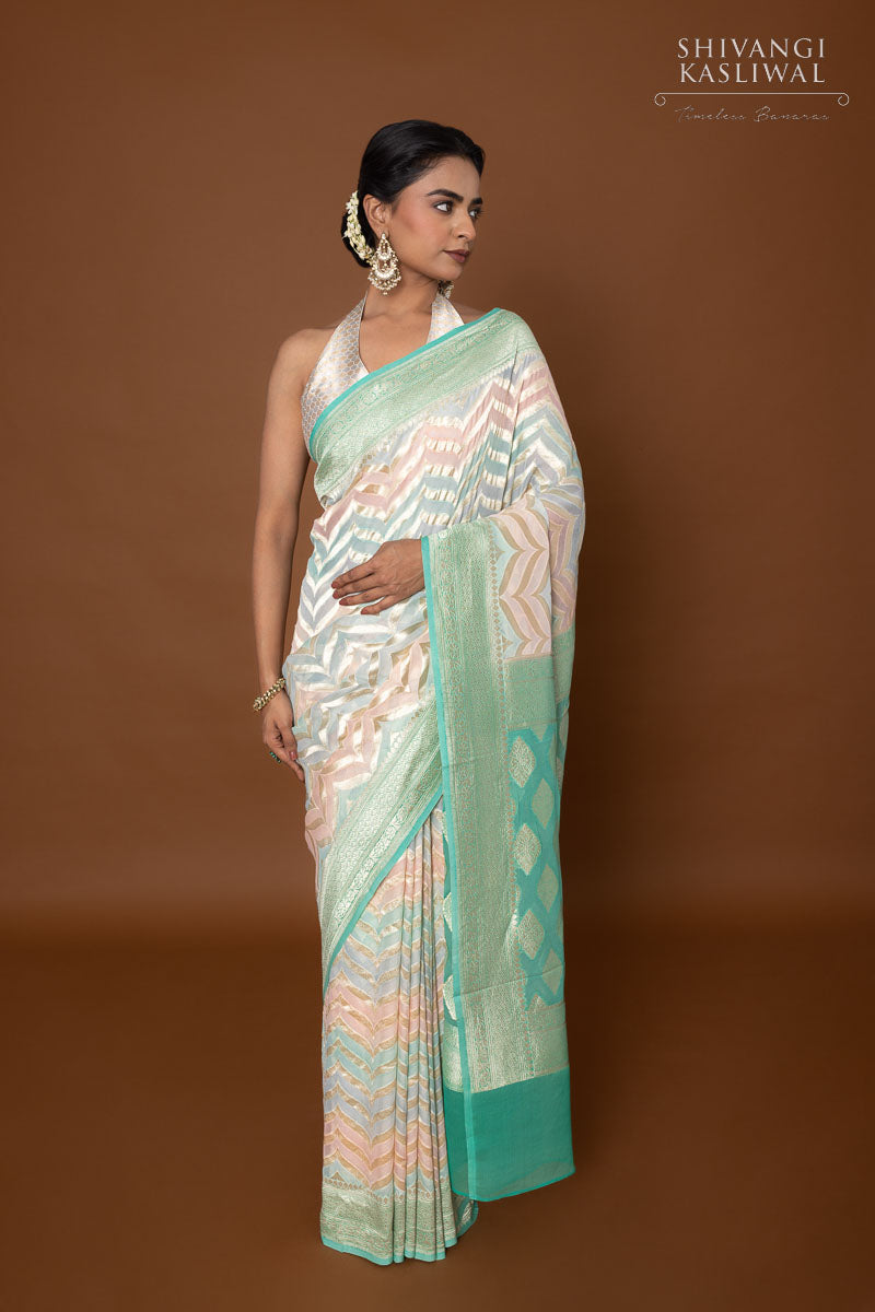 Multicolor Handwoven Banarasi Georgette Saree