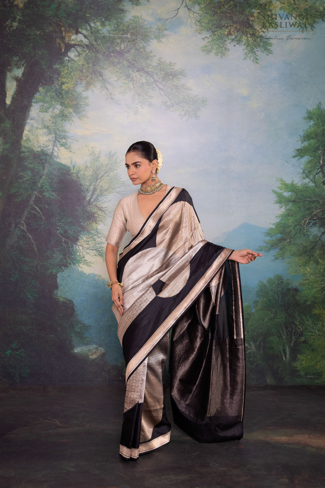 Black Handwoven Banarasi Silk Saree