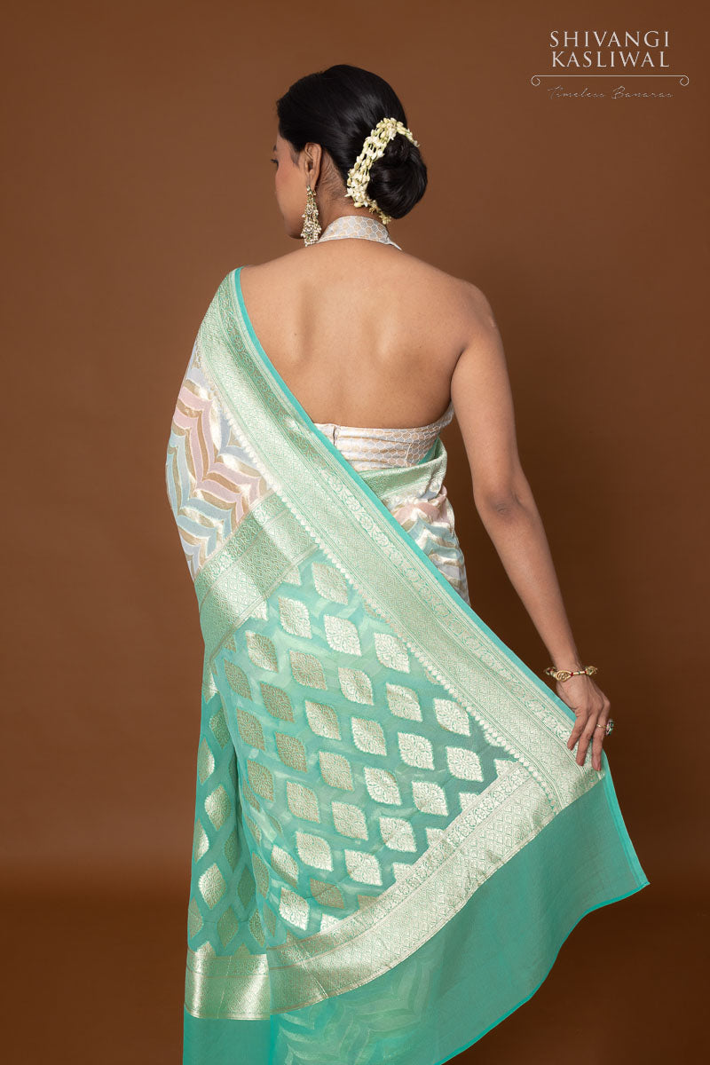 Multicolor Handwoven Banarasi Georgette Saree