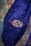 Navy Blue Handwoven Banarasi Silk Saree