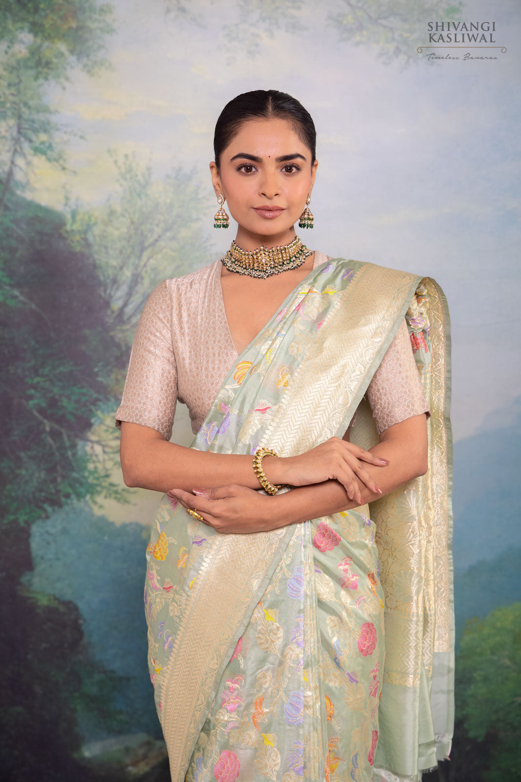 Mint Green Handwoven Banarasi Silk Saree