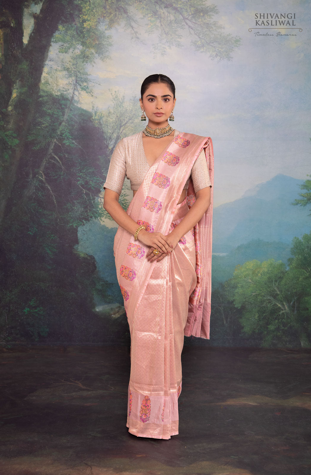 Baby Pink Handwoven Banarasi Silk Saree