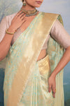 Pista Green Handwoven Banarasi Silk Saree