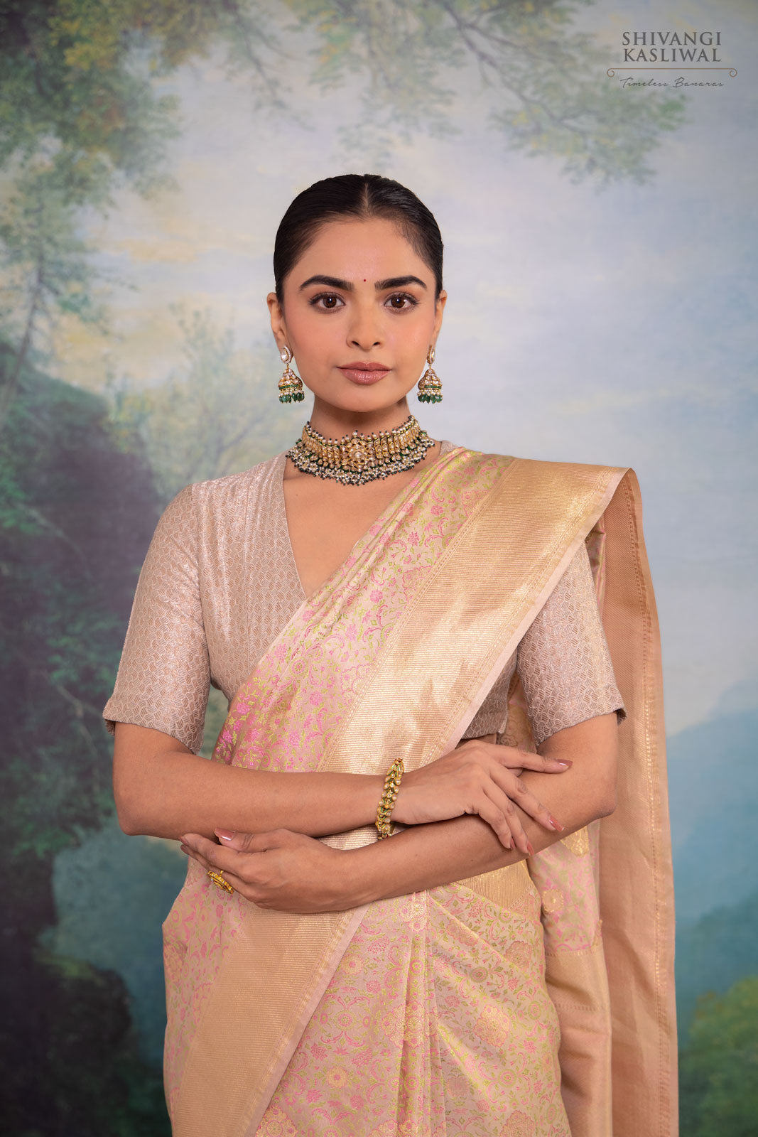 Beige Handwoven Banarasi Silk Saree