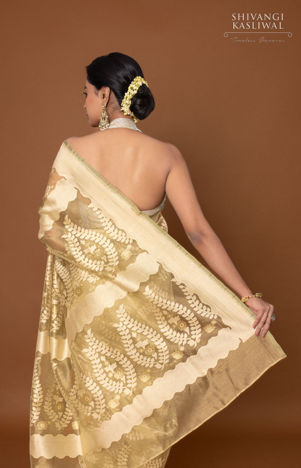 Pista Green Handwoven Banarasi Net Tissue Silk Saree