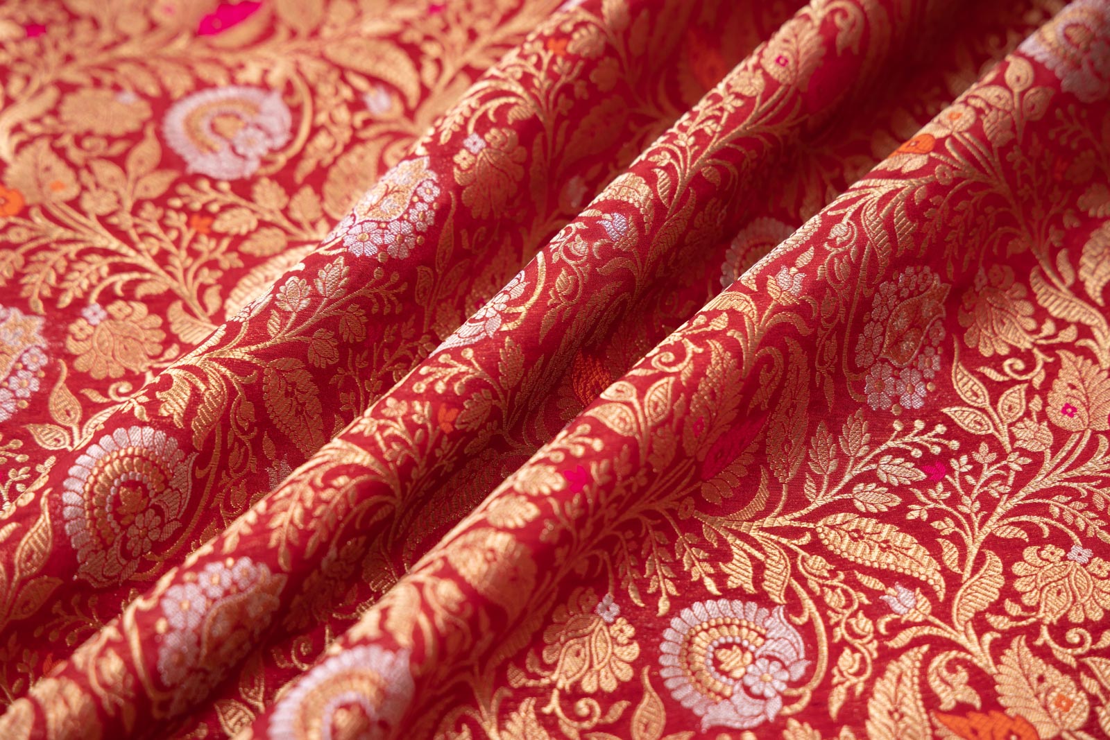 Maroon Handwoven Banarasi Brocade Fabric