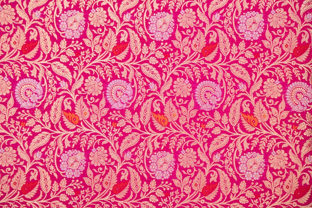 Pink Handwoven Banarasi Brocade Fabric