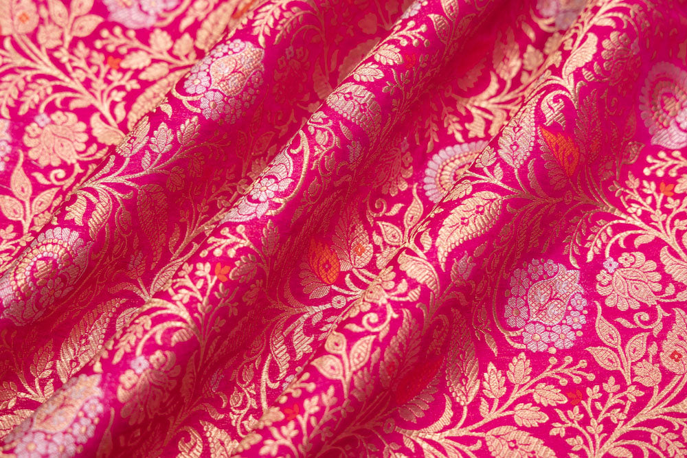 Pink Handwoven Banarasi Brocade Fabric