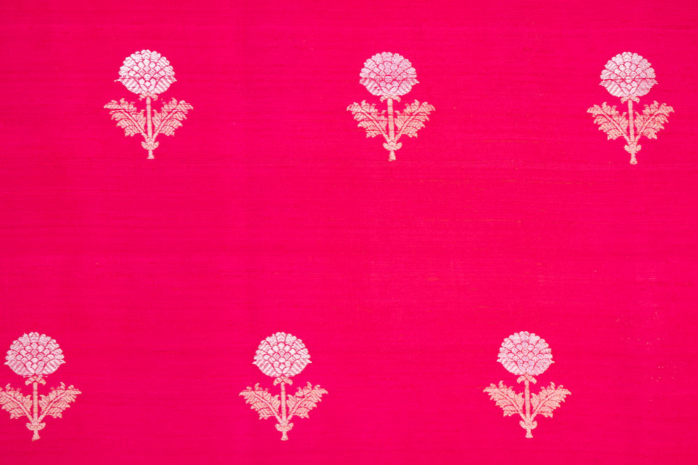 Pink Dual Tone Handwoven Banarasi Raw Silk Fabric