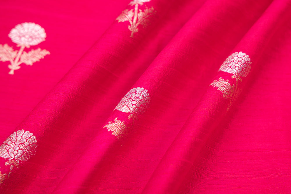 Pink Dual Tone Handwoven Banarasi Raw Silk Fabric